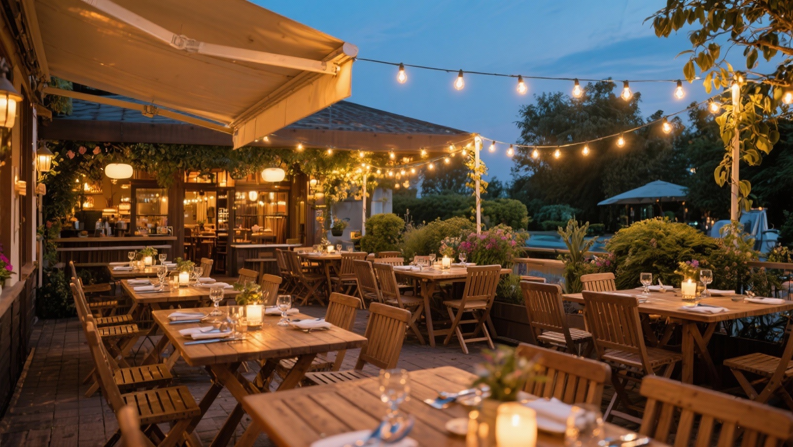 Terrasse de restaurant avec ambiance conviviale